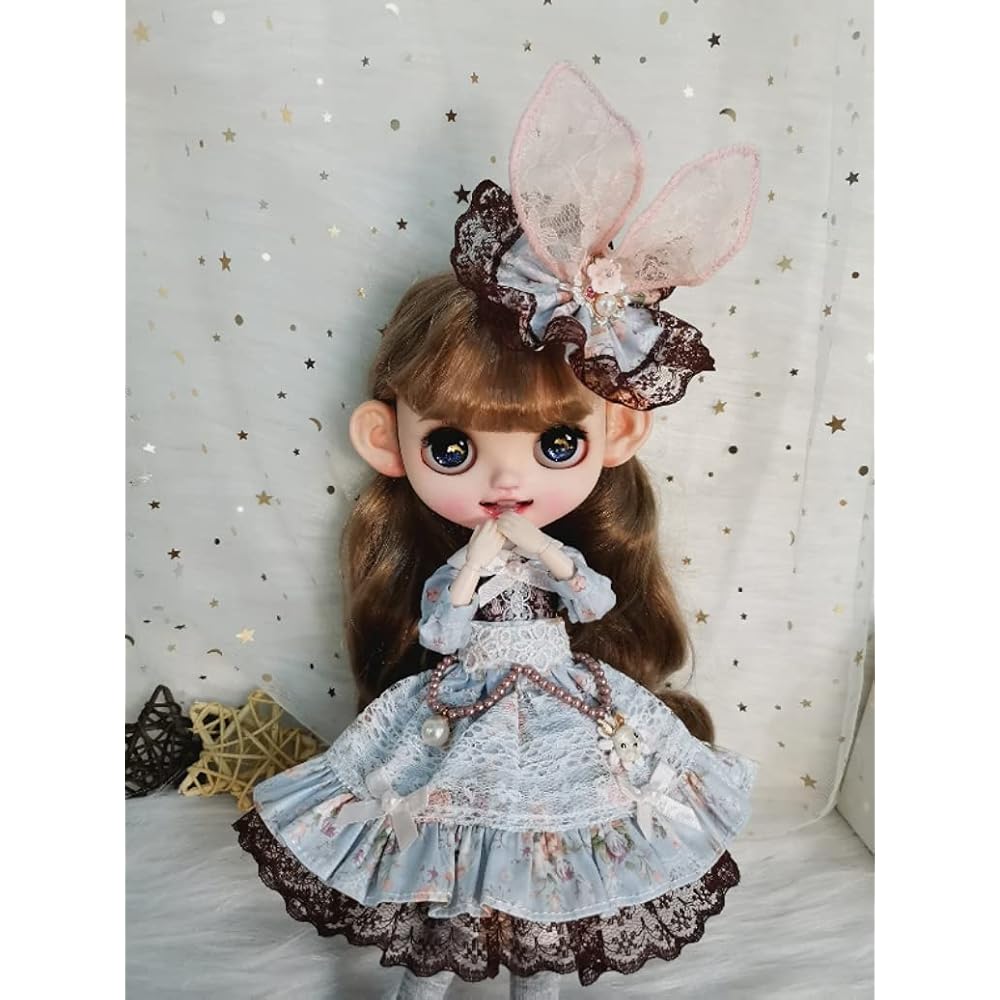 Наряд для Blythe Одежда Obitsu 24 Licca Azon Jenny Кукольная одежда Розовые ушки кролика