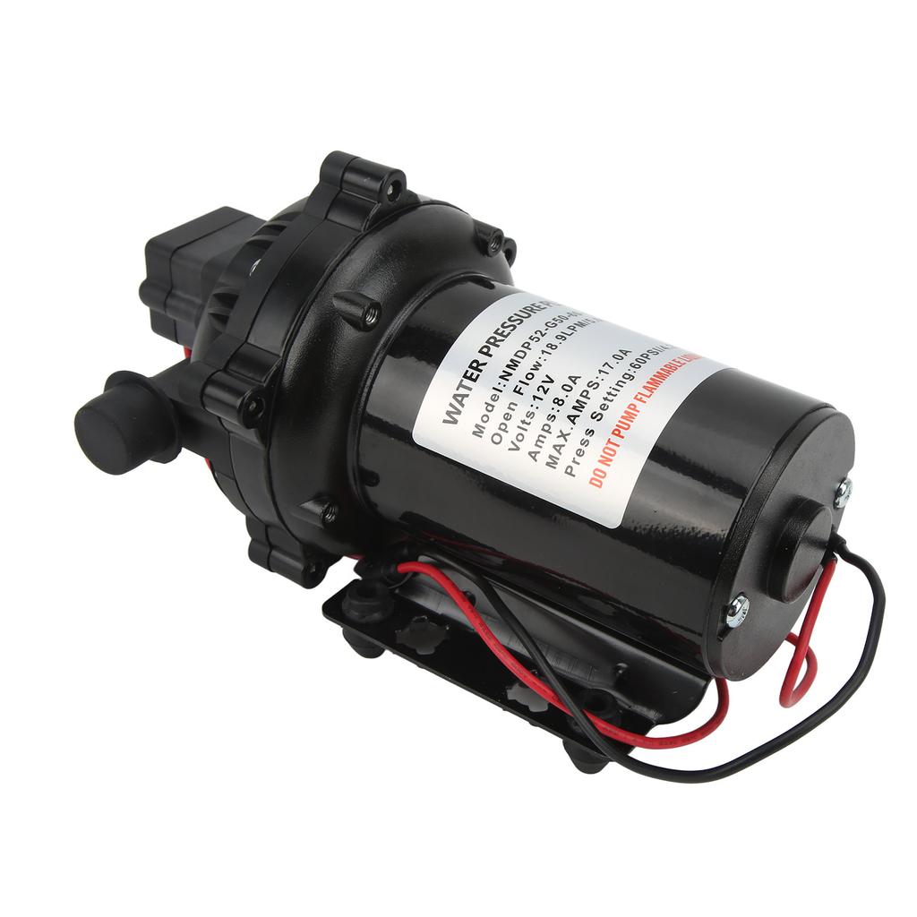 Self Priming DC Diaphragm Pump 12V 18.9LPM 5.0GPM Rated Flow with 15A Fuse Auto Cut Off for RV Boat