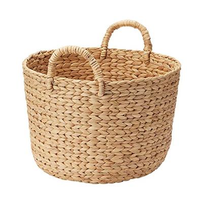 MUJI Маленькая круглая корзина с ручками, Диаметр 37 см x Высота 26 см, Водяной гиацинт, 12057925, Корзина