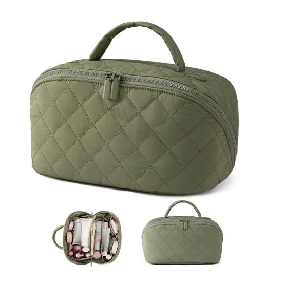 Косметичка женская пухлая стеганая органайзер с непромокаемым внутренним слоем моющаяся косметичка портативная дорожная сумка для туалетных принадлежностей