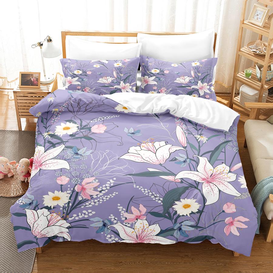 Пододеяльник с синим цветком размера Queen с наволочкой на молнии 3D комплект постельного белья с цветочным рисунком 3 шт. 2 шт. Полный комплект постельного белья King Twin Single Double Bed Thin