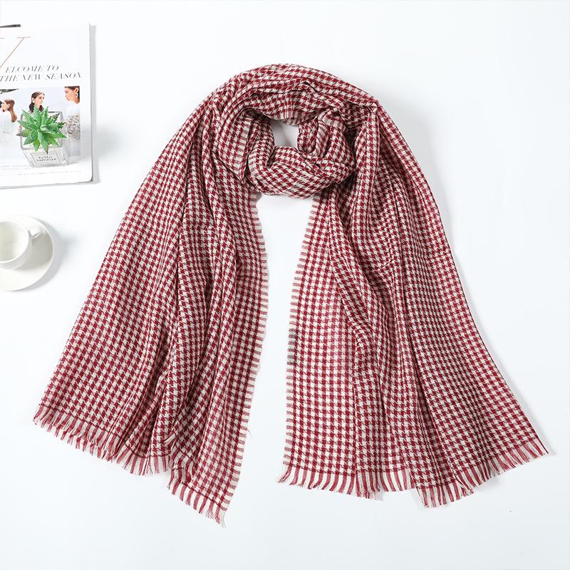 Black and White Wool Scarf Women's Autumn and Winter Long Versatile Thickened Dual-purpose Shawl Grid