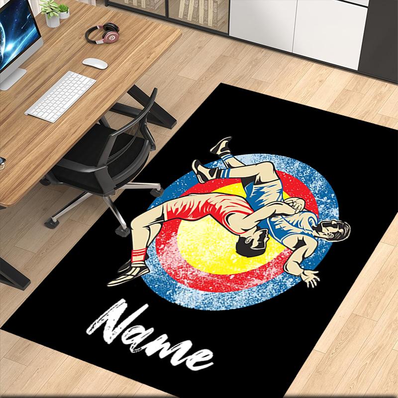 Custom Name wrestling Printed Carpet, for Office Chair Living Room Bedroom Kitchen Room Decor Gifts.