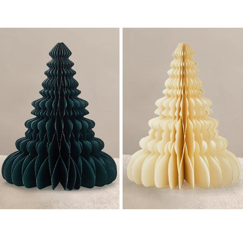 Paper Folding Christmas Tree Ornament 3D Honeycomb Christmas Tree New Year Xmas Festive Atmosphere Party Dinner Tabletop Decor