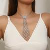 Women's Rhinestone Tie Necklace - Exaggerated Design & Super Flash for Trendy European & American Style