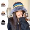 Vintage Handmade Crochet Bucket Hat Thick Plush Knitted Basin Hats Outdoor Coldproof Fisherman Cap For Women