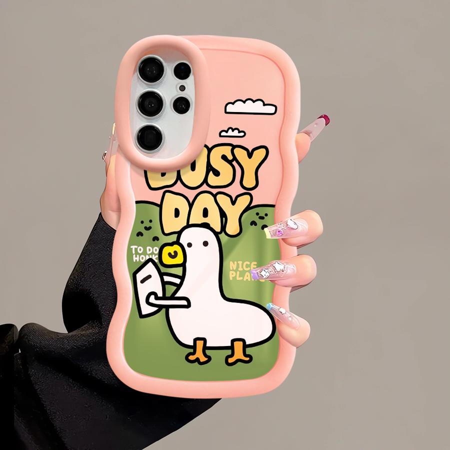Мультяшная утка Мягкий чехол-бампер для телефона для Samsung Galaxy S20 FE A26 S23 Plus A25 S22 Ultra S25 S21 S24 A24 A35 A55 A54 A36 A34