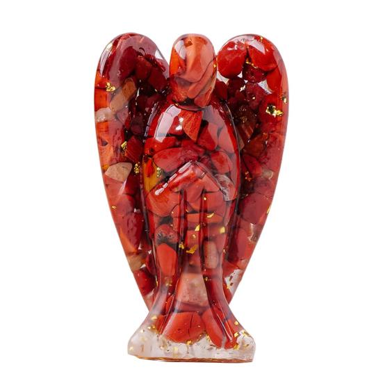 Natural Stone Angel Figurine Positive Healing Energy Hand-carved Colorful Faux Crystal Winged
