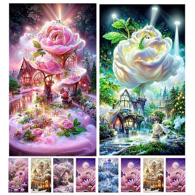 Фэнтези Замок Розы 5D DIY Наборы Алмазной Живописи Цветок Полный Круглый Квадратный Дрель Алмазная Вышивка Алмазная Мозаика Искусство Y579