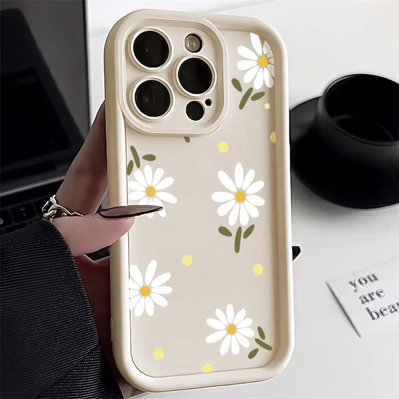 Силиконовый чехол для телефона с цветком ромашки для iPhone 13 Чехол iPhone 11 12 14 15 16 Pro Max XR X XS 7 8 Plus SE 2 3 Мягкий противоударный чехол