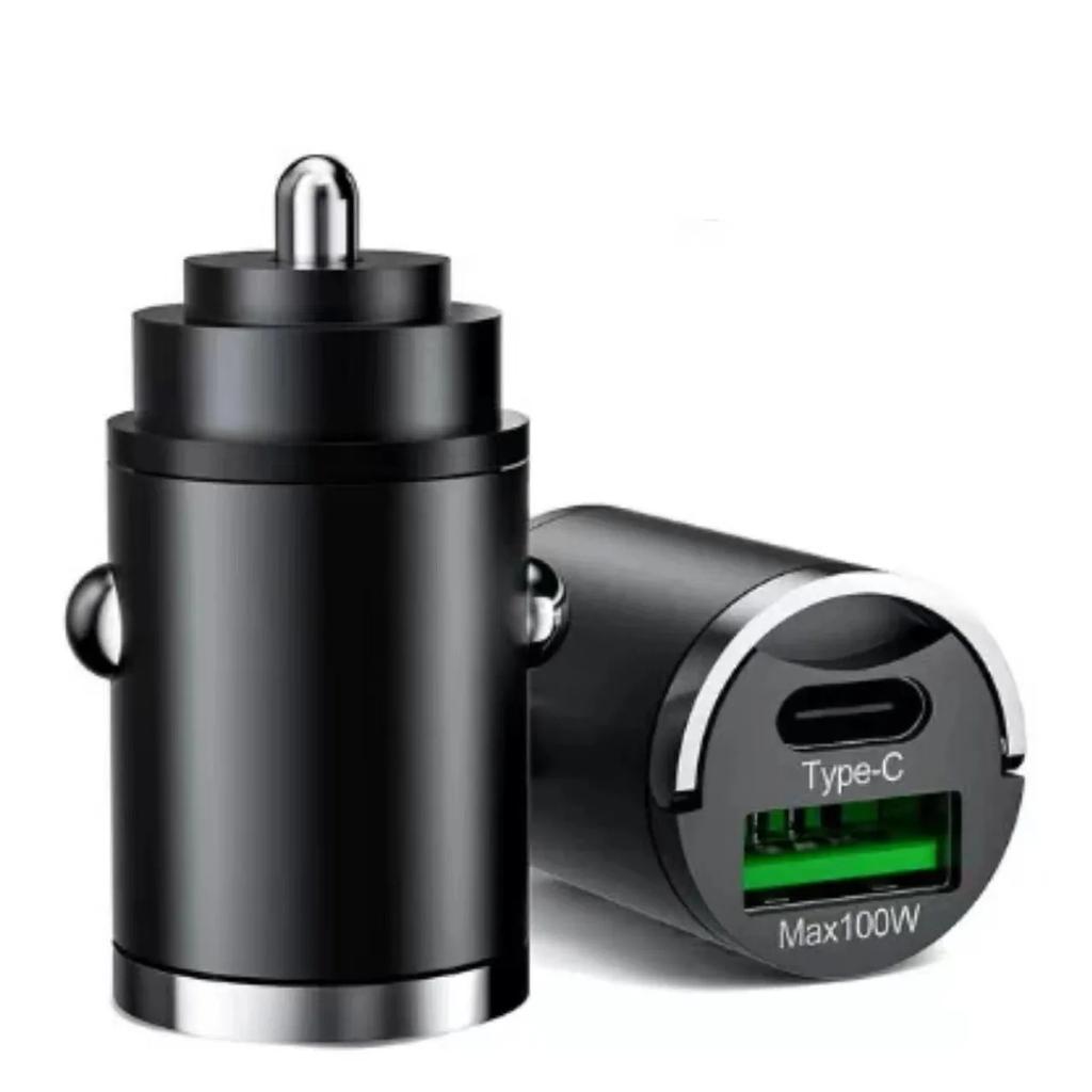 200 Вт Автомобильное Мини-зарядное устройство с двумя портами USB Ультрабыстрая зарядка Розетка прикуривателя 12-24 В Алюминиевый адаптер для зарядки мобильного телефона