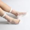 Women's Elastic Cotton Socks Transparent Floral Summer Thin Sheer Non-slip