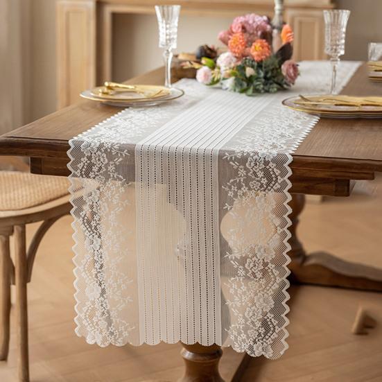 Lace Table Runner Hollow Out Placemat for Dining Table Dresser Buffet Decor Wrinkle-Free Protective Tablecloth for Dining Home Wedding Party