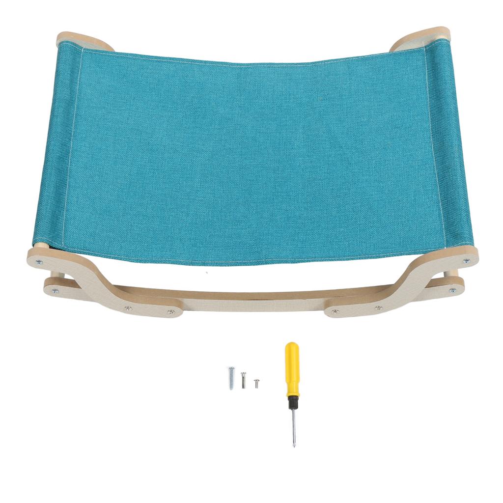 Elevated Cat Hammock Breathable Easy Assembly Washable Wooden Cat Swing Bed for Indoor