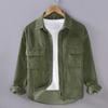 Осенняя мужская повседневная рубашка в японском стиле ретро, вельветовая рубашка с длинным рукавом, мужская повседневная рубашка из чистого хлопка с воротником-лацканом и двойными карманами