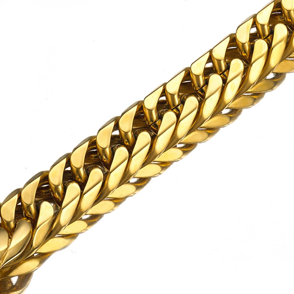 Модные ювелирные изделия шириной 16 мм, пряжка из нержавеющей стали, золотой тон, двойная кубинская цепочка, подарок, мужской браслет унисекс