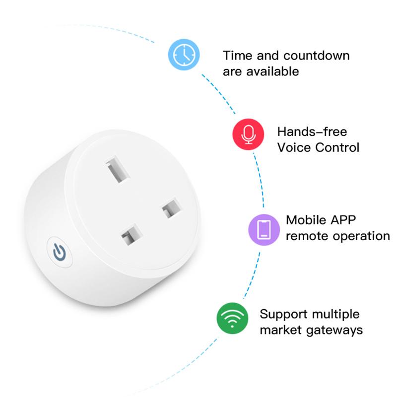 Умная вилка Corui Tuya Zigbee, стандартная розетка Великобритании, адаптер, приложение Smart Life, дистанционное управление, работает с Alexa Google Home Assistant
