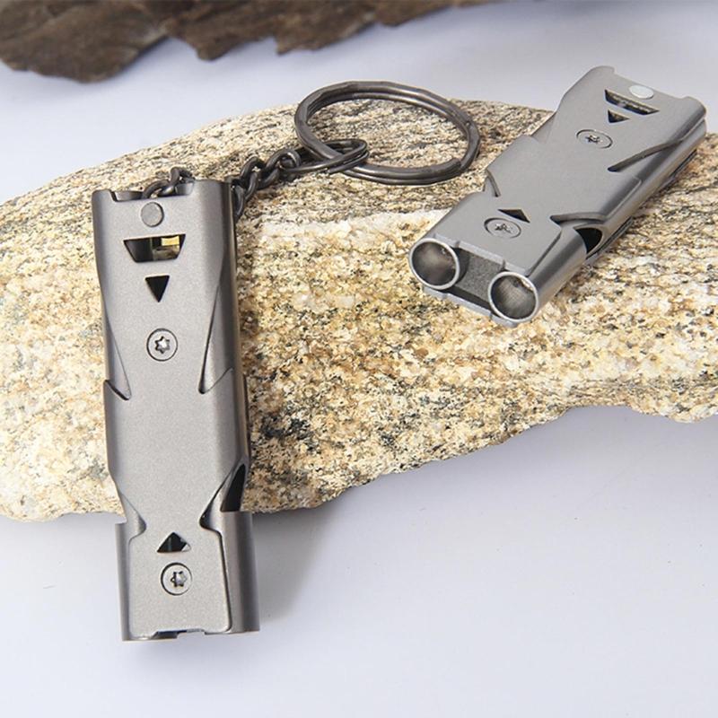 Stainless Whistle Outdoor Emergency Survival Whistles Gear Double Pipe Whistle