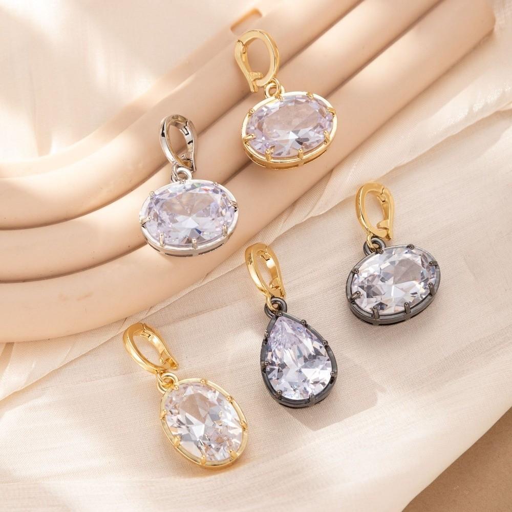 Necklace DIY Necklace Pendant High Permeability Geometric Zircon Pendant Hypoallergenic Nickel Free Elliptical Waterdrop Pendant