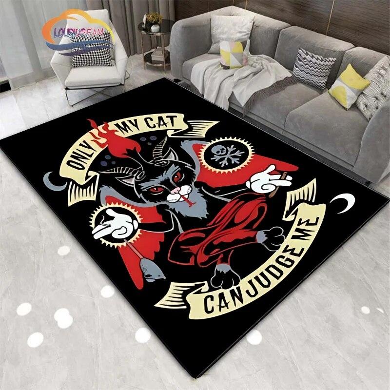 Satanic Skull Inverted Pentagram Area Rug Sheep Head Demon Baphomet Rug Gothic Series Hall Bedroom Fashionable Carpet