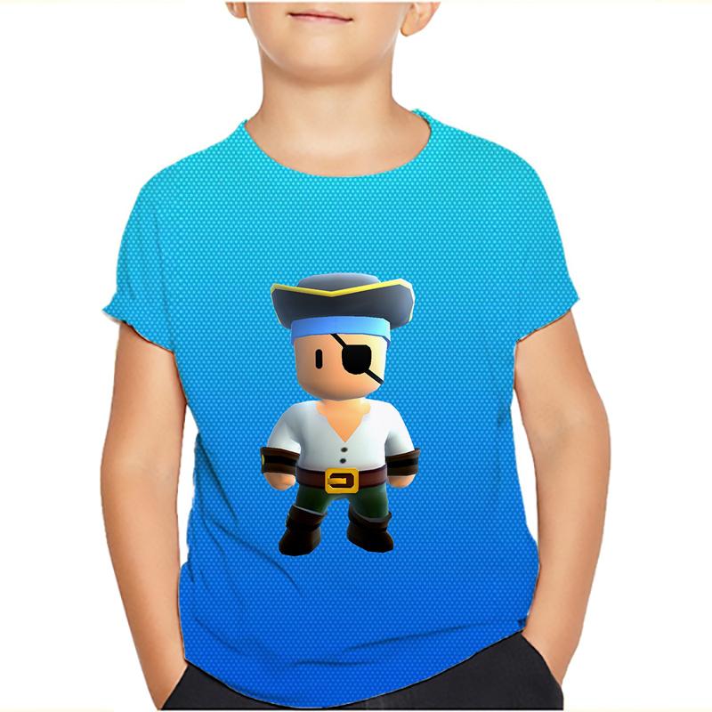 Футболки для детей Stumble Guys Stumble Game Cartoon 3D Print с коротким рукавом для мальчиков/девочек с круглым вырезом, модные футболки для мальчиков, футболки, топы, одежда