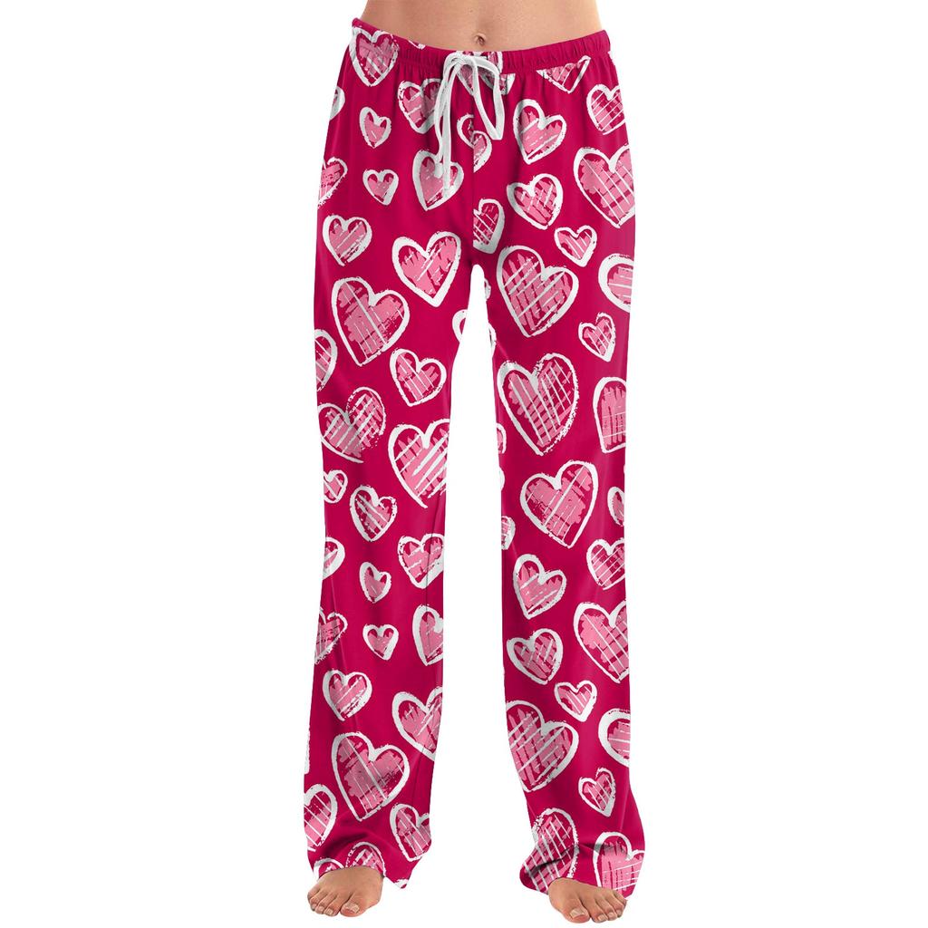 Женские пижамные штаны, одежда для сна, повседневные брюки с эластичной резинкой на талии, удобные прямые свободные брюки для йоги