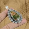 Natural Unakite Gemstone Pendant Handmade 925 Sterling Silver Indian Jewelry