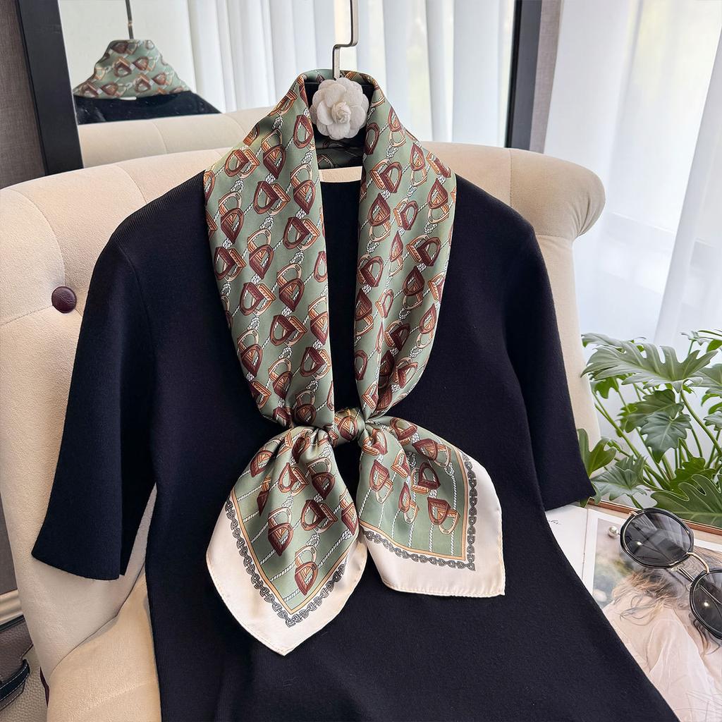 Spring And Autumn Fashion Versatile Large Square Scarf 90Cm Scarf Simulation Silk Shawl Women'S Satin Headscarf