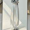 Широкие брюки женские осенне-зимние свободные однотонные повседневные брюки с завязками на поясе и эластичной талией