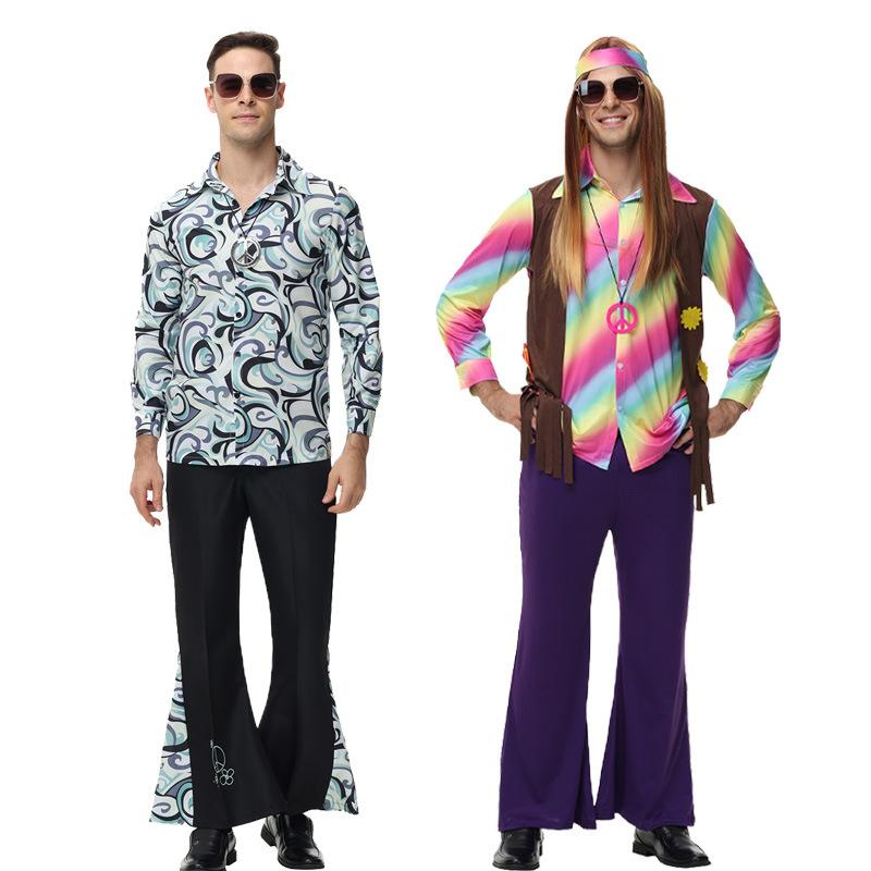 Винтажный костюм для дискотеки на Хэллоуин, косплей, хип-хоп, тематика 70-х, хиппи, для вечеринок