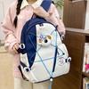 Three-Piece Backpack Set for Primary and Middle School Students Schoolbag Color Block Cartoon Backpack for Women Large Capacity Backpack