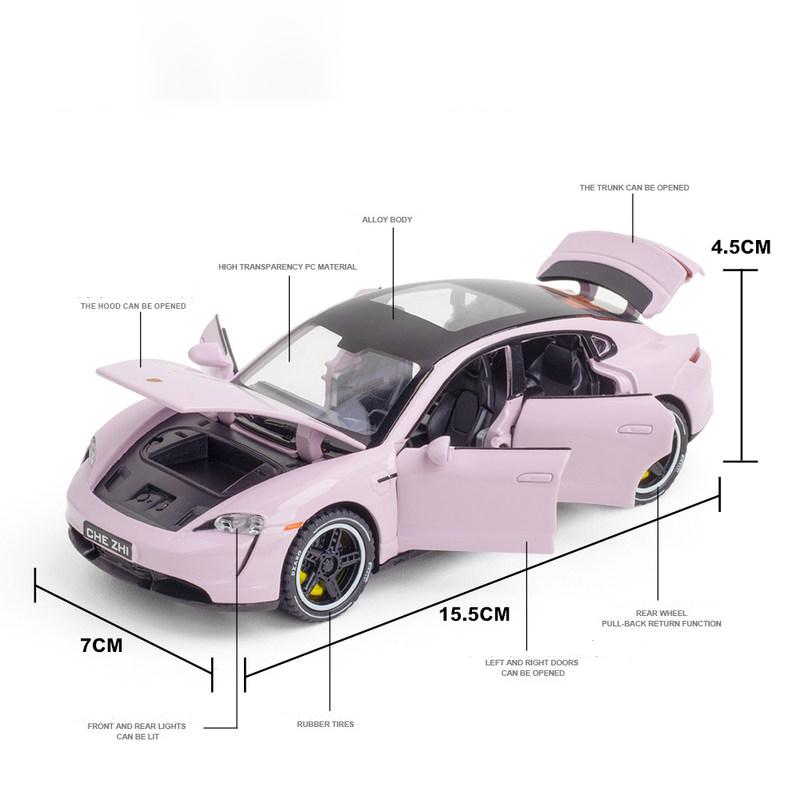 1/32 Porsche Taycan Новые энергетические транспортные средства Литые и игрушечные транспортные средства Металлическая игрушечная модель автомобиля Звуковая и световая коллекция Детская игрушка