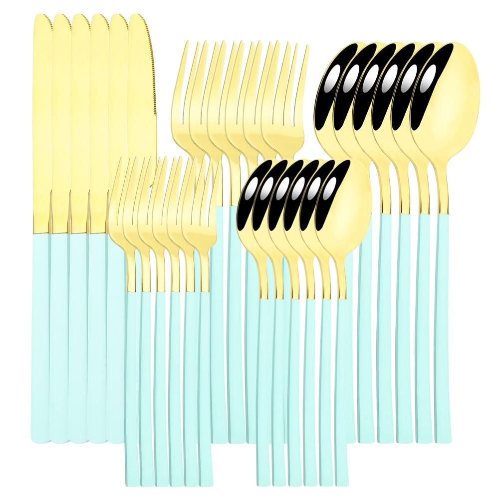 30 шт., набор столовых приборов в стиле вестерн, черное золото, набор столовых приборов из нержавеющей стали, нож, десертная вилка, ложка, набор столовых приборов, столовое серебро