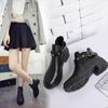 Women's Spring Round Toe PU Snow Boots Casual Short Tube Thick Soled Martin Boot Rivet Knight Shoes 35-40