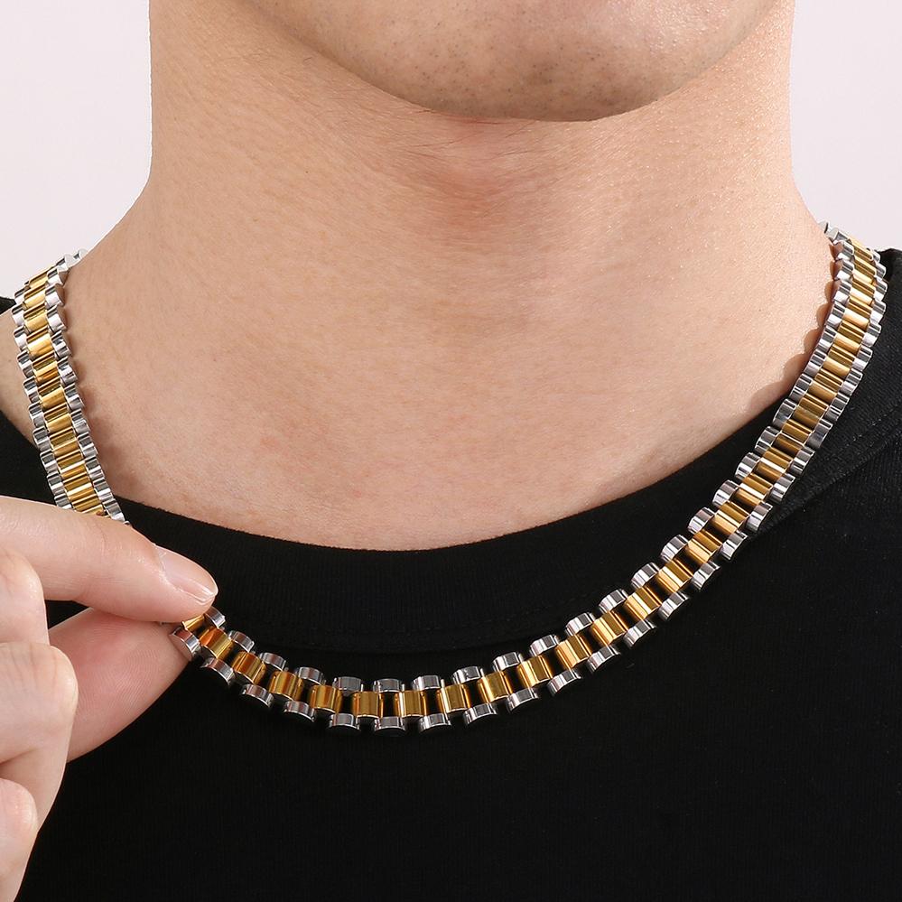60 см 10 мм ремешок для часов цепочка стиль ожерелье для мужчин и женщин золотого цвета из нержавеющей стали чокер ожерелья ювелирные аксессуары