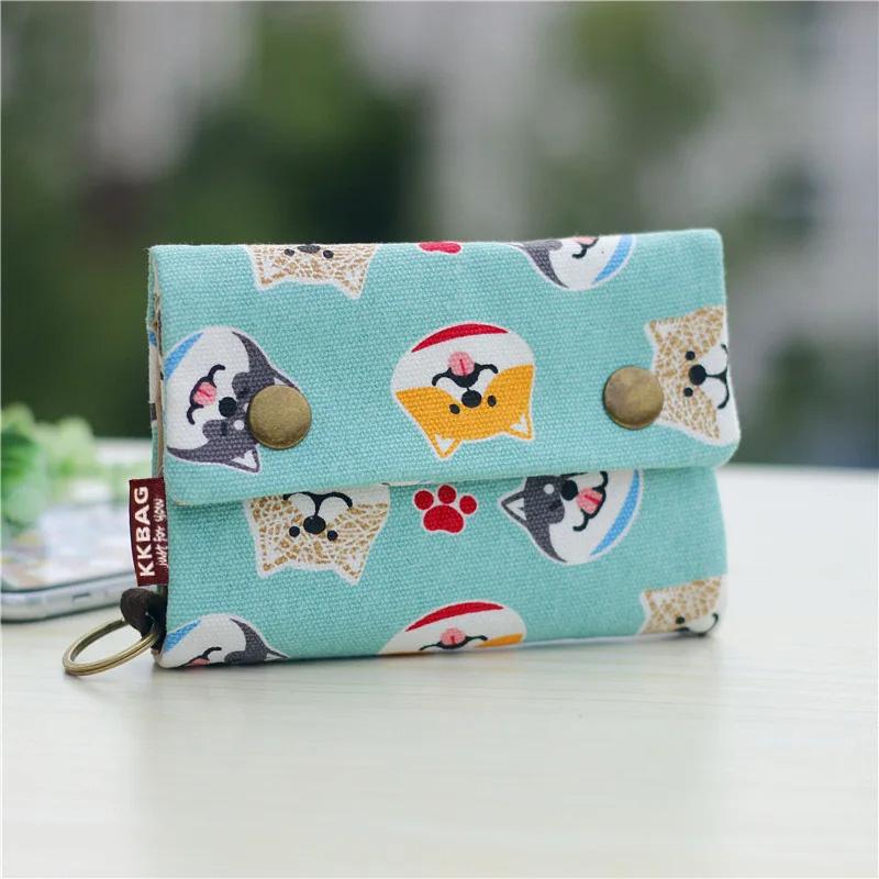 Canvas Cartoon Totoro Cat Printed Dog Women Fold Short Wallet Organizer Cute Mini Money Key Bag Coin Pocket Purse for Children