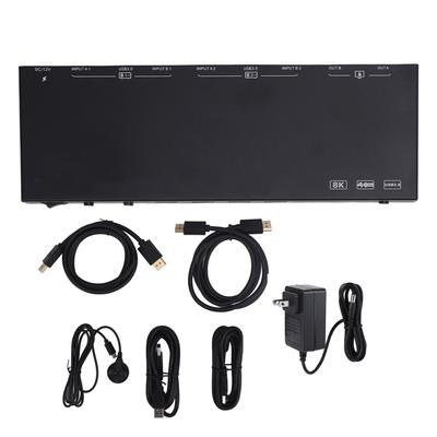 KVM-переключатель для двух мониторов 4K 144 Гц 8K 30 Гц USB 3.0 Переключатель расширенного дисплея ПК для 2 компьютеров 2