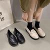 Soft Sole Soft Surface Single Shoes Women's Black Large Size Loafers Summer New Round Head Low Heel British Style Small Leather Shoes