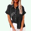 Женская модная футболка с принтом, летняя и осенняя повседневная футболка с воротником с лацканами, женская футболка на пуговицах, свободные блузки с короткими рукавами