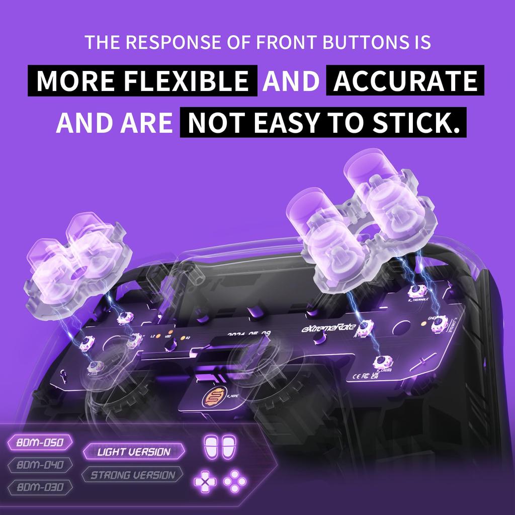 EXtremeRate Light Version Hole Clicky Kit V2 для совместимости с контроллером PS5 Custom Micro Switch L2R2 Clicky Hair Trigger Kit и тактильной поверхностью L1R1