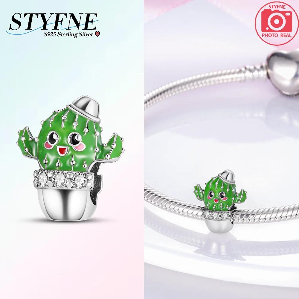 Charms 925 Silver Cactus Phalaenopsis Daisy Pendant Fit Charm Bracelet DIY Women Original Jewelry Gift