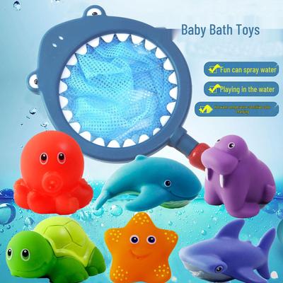 Набор игрушек для ванны «Животные, меняющие цвет»: Водные игры с термочувствительными элементами: совок-акула и рыбки