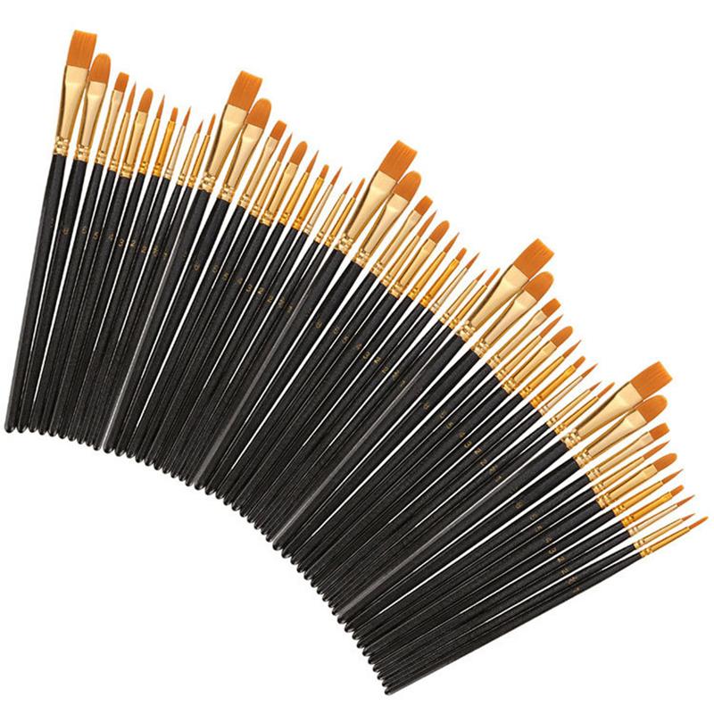 10 шт./набор нейлоновых кистей для рисования волос, инструменты для рисования по номерам, кисти для рисования акварелью, гуашью, кисти с круглым наконечником разной формы