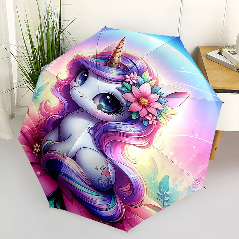 Unicorn Fantasy- Automatic Umbrella, Four Seasons Portable Folding Umbrella, Suitable for Men and Women, Travel, Daily Compact Umbrella, Out