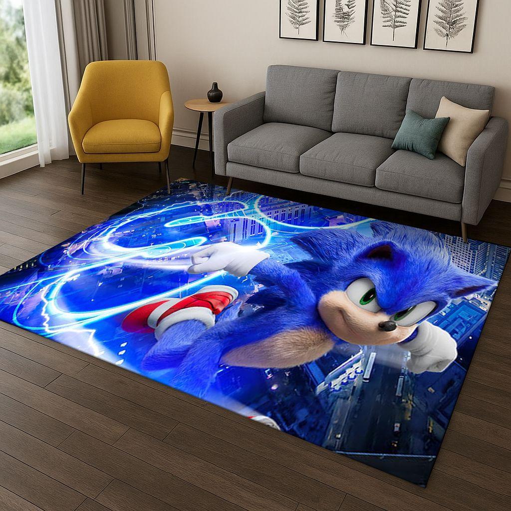 3D ковер-игровой коврик с мультяшным персонажем S-Sonic для спальни, гостиной, дивана, придверный коврик, декор для дома, коврик для детской игровой зоны, нескользящий, Рождественский подарок