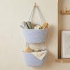 2/3 Layered Wall Mount Organizer Foldable Door Storage Pouch Practical Rope Woven Basket  Kitchen