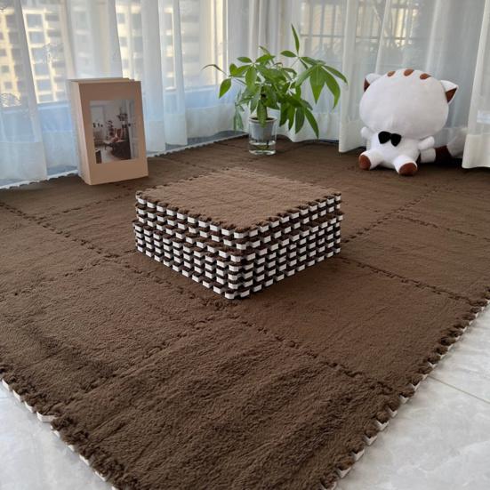 Плюшевый ковер-пазл, блокирующийся напольный коврик, самодельная нескользящая ковровая плитка, детский игровой коврик для гостиных, спален, игровых комнат, детских комнат