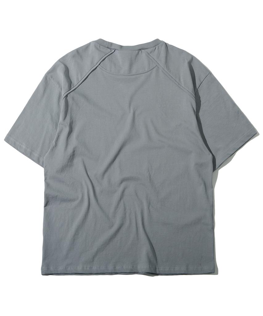 ATTENTIONROW 22Ss07At031 Shoulder Piping Regular Oversized Short Sleeve (Gray)