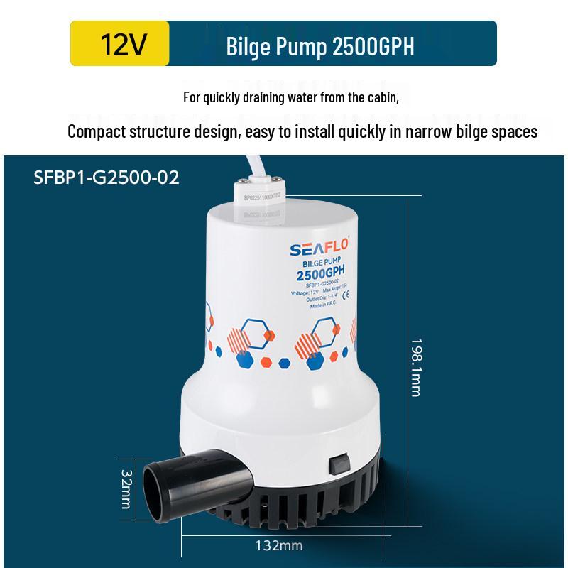 12V/24V DC Submersible Marine Bilge Pump for Fishing Boats - High Flow Seawater Drainage Pump
