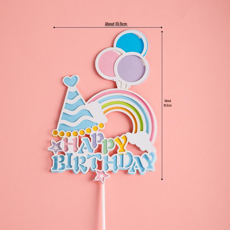 Pink Themed Cake Decor: Heart & Cloud Balloons with Insert Cards for Birthday Parties